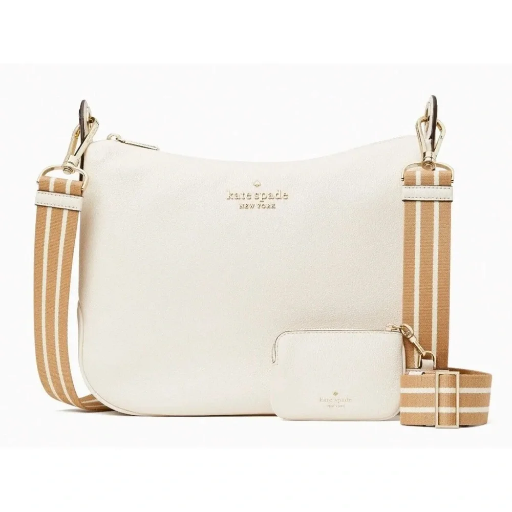 New Kate Spade Rosie Large Crossbody Pebbled Leather Parchment - Picture 7 of 16